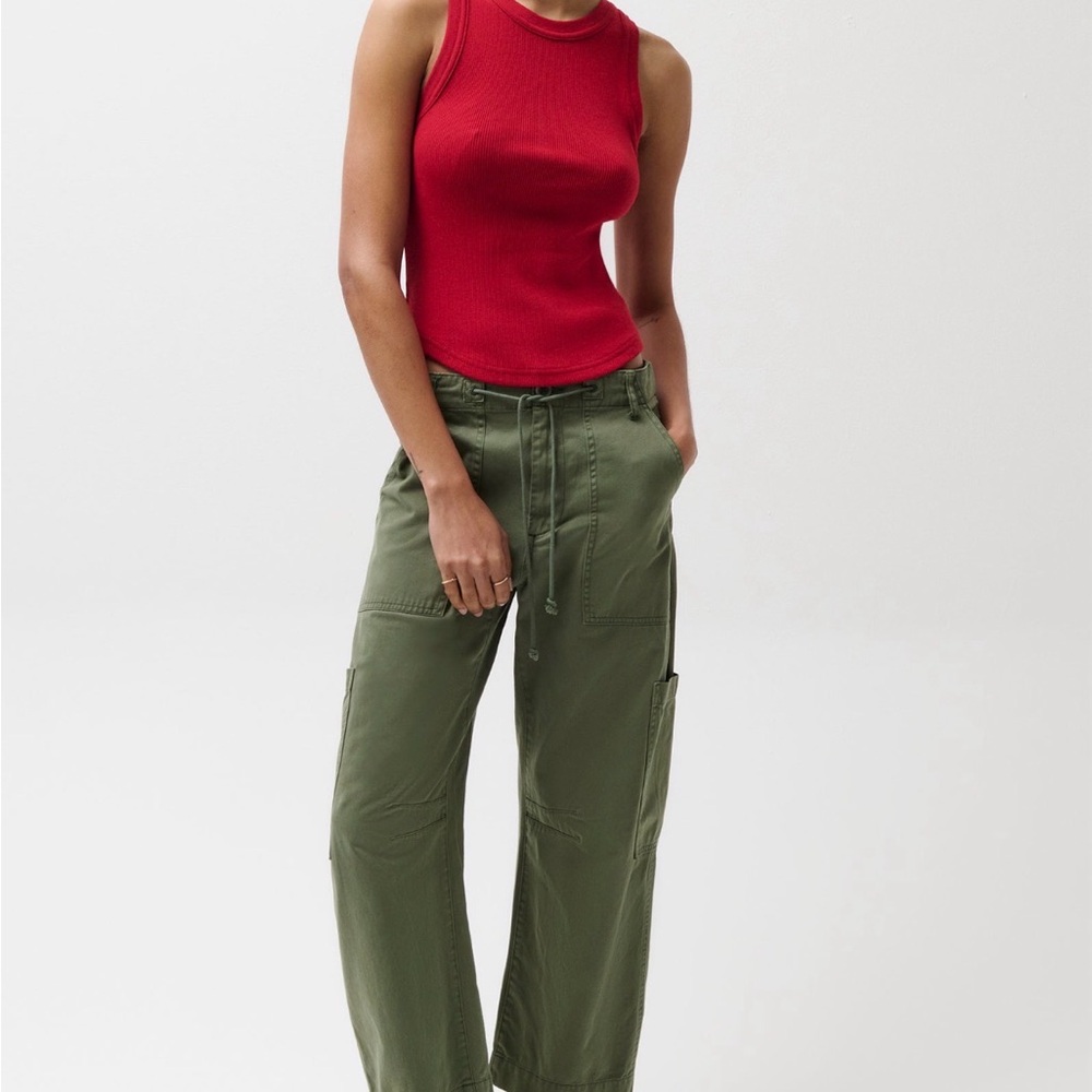 pistola Olive Wide-Leg Utility Cargo Pants